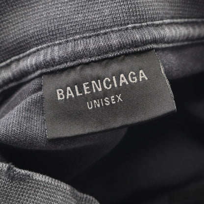 ロゴ刺繍 Tシャツ 半袖Tシャツ クルーネック コットン ダークグレー ヴィンテージ加工 バレンシアガ トップス BALENCIAGA