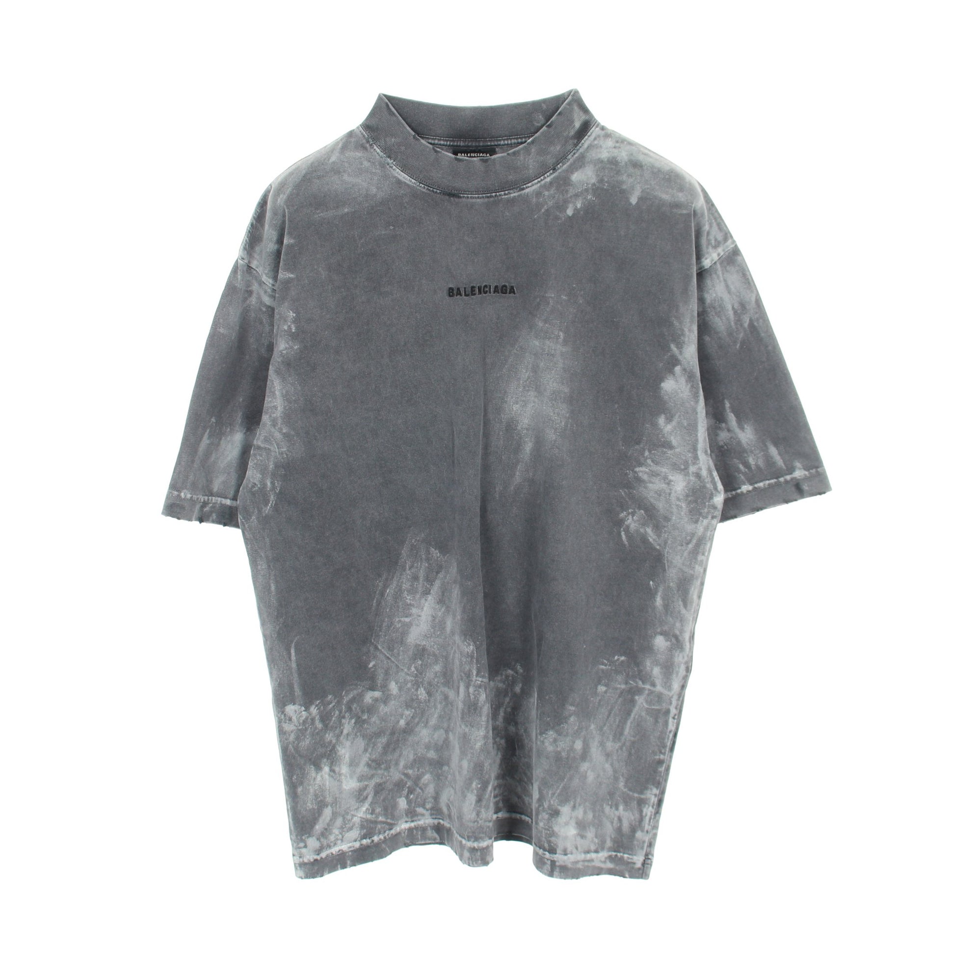 ロゴ刺繍 Tシャツ 半袖Tシャツ クルーネック コットン ダークグレー ヴィンテージ加工 バレンシアガ トップス BALENCIAGA