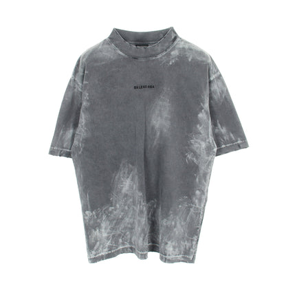 ロゴ刺繍 Tシャツ 半袖Tシャツ クルーネック コットン ダークグレー ヴィンテージ加工 バレンシアガ トップス BALENCIAGA