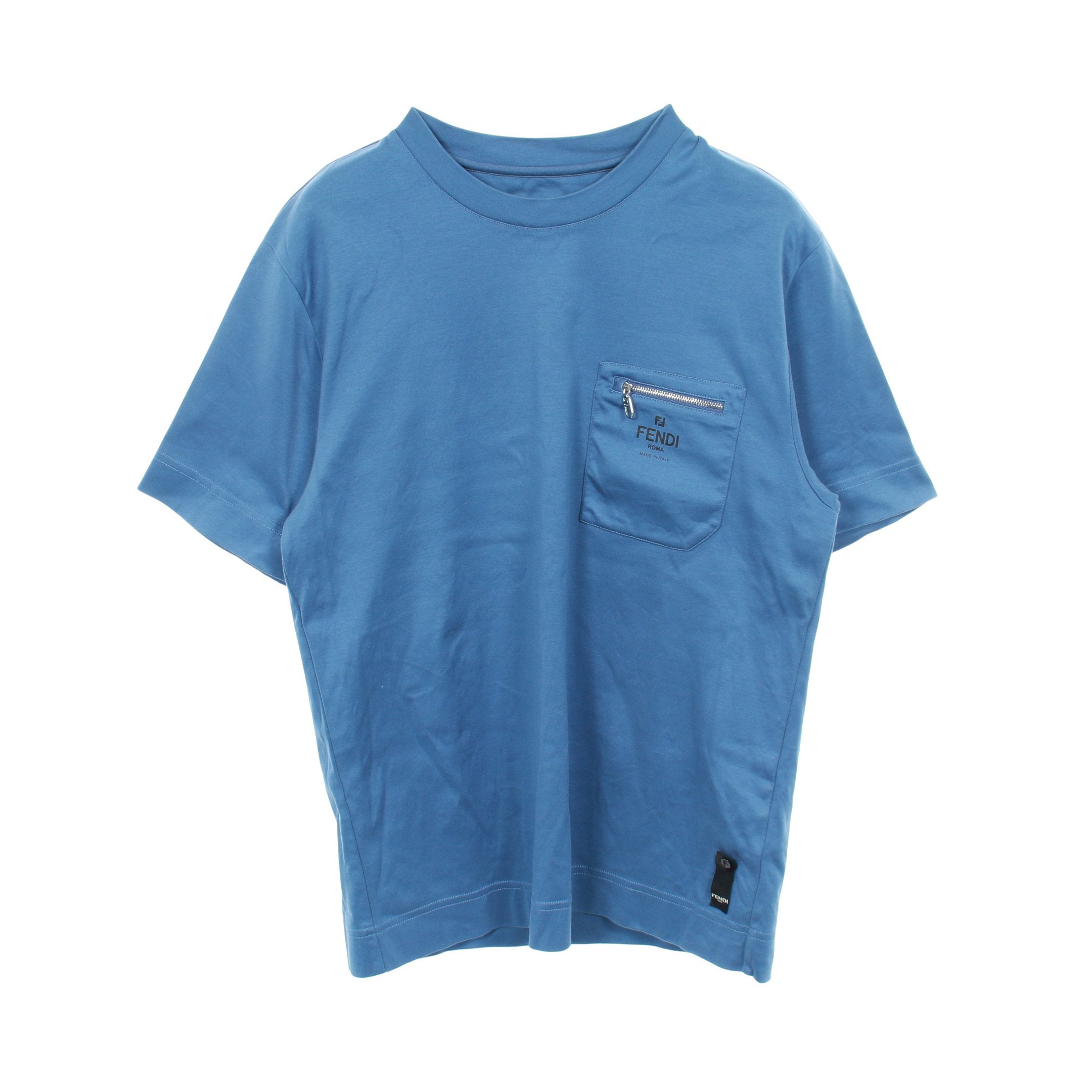 ロゴ 半袖Tシャツ クルーネック コットン ブルー フェンディ – RECLO