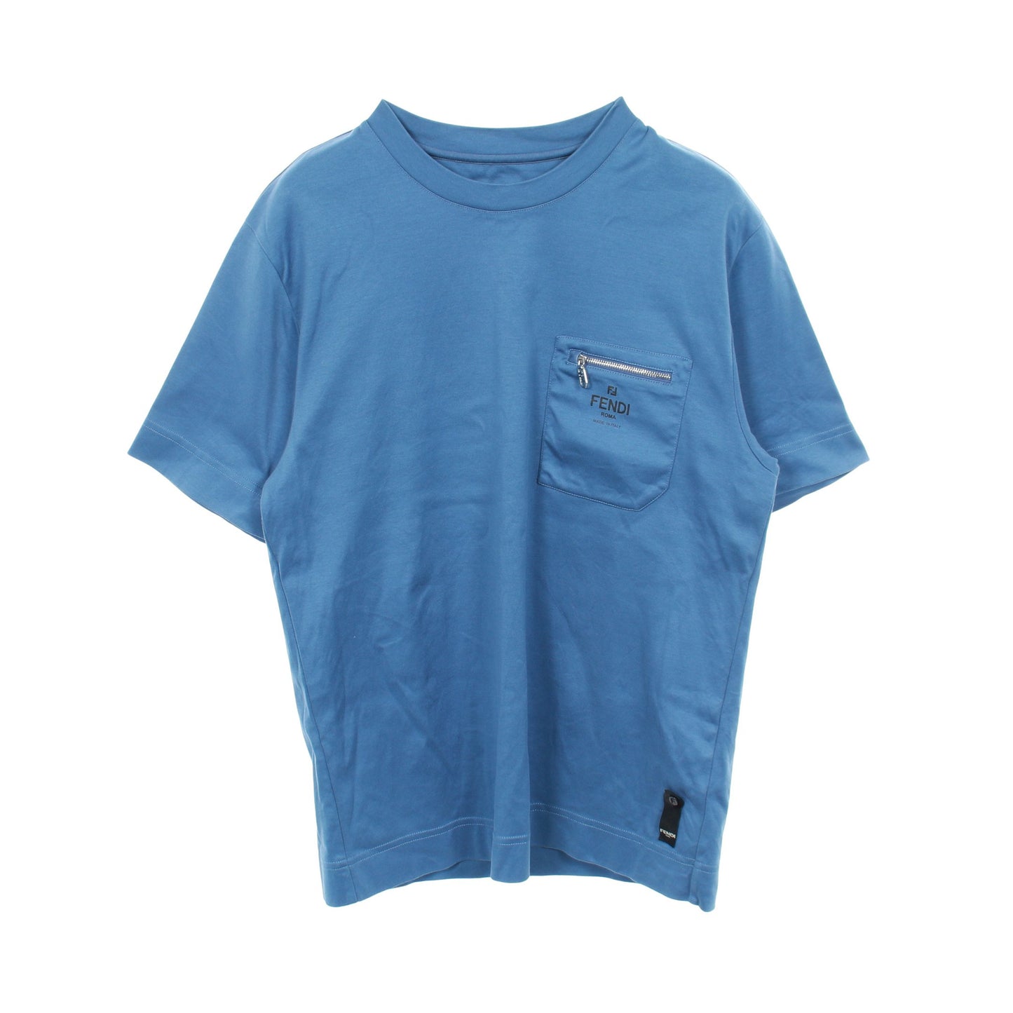 ロゴ 半袖Tシャツ クルーネック コットン ブルー フェンディ トップス FENDI