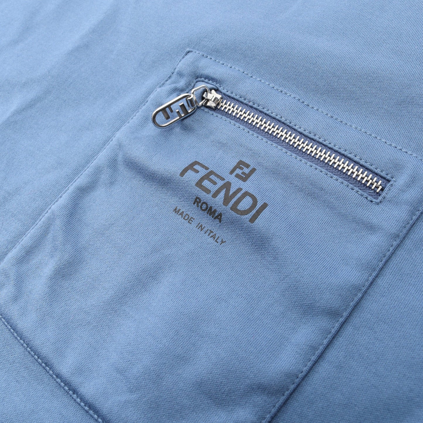 ロゴ 半袖Tシャツ クルーネック コットン ブルー フェンディ トップス FENDI