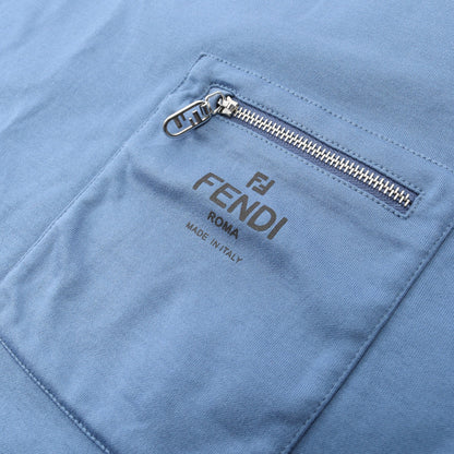 ロゴ 半袖Tシャツ クルーネック コットン ブルー フェンディ トップス FENDI