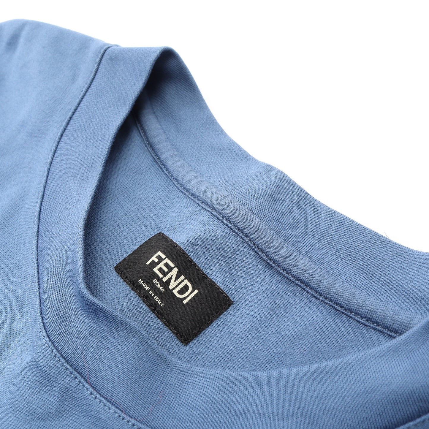 ロゴ 半袖Tシャツ クルーネック コットン ブルー フェンディ トップス FENDI