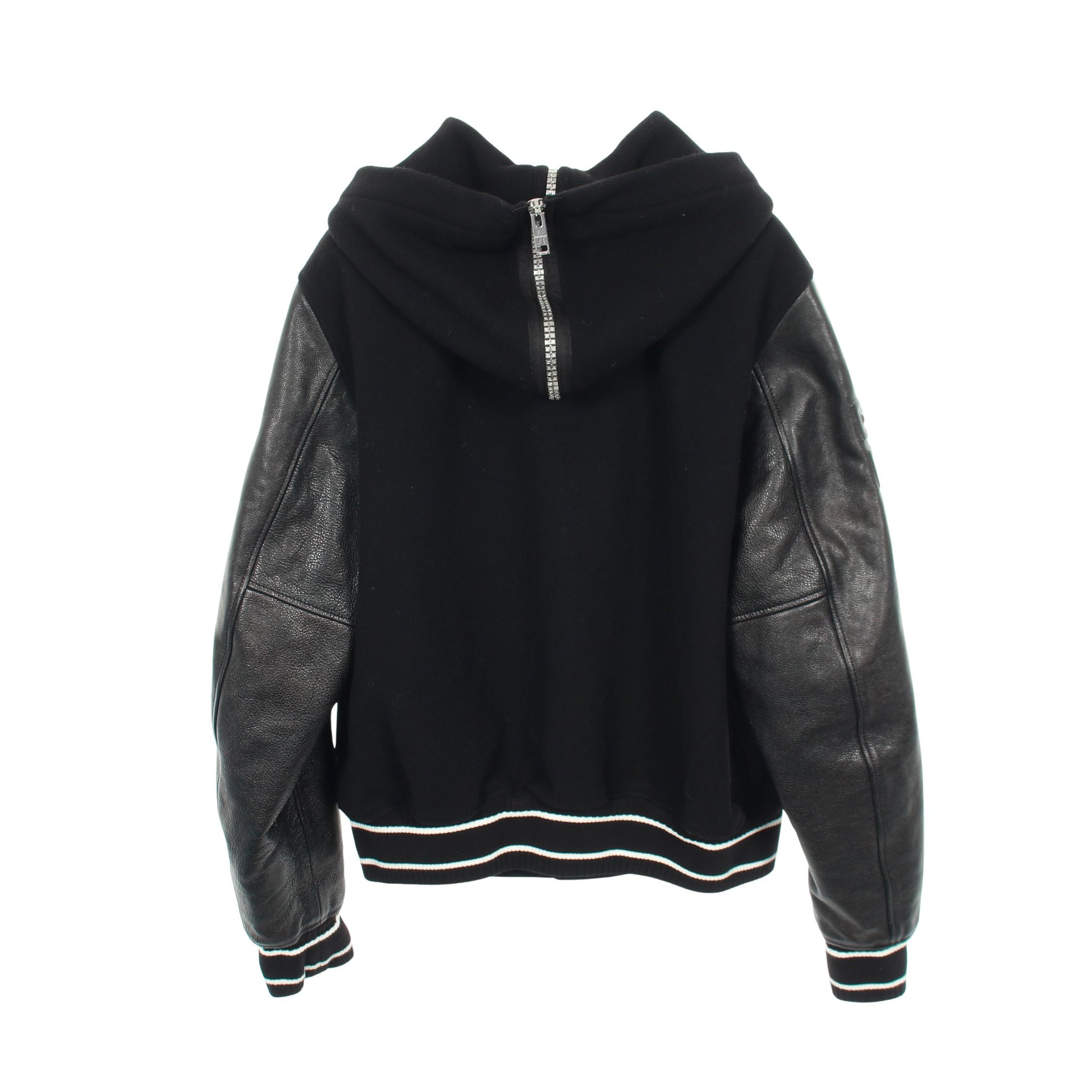 バーシティ ブルゾン ジャケット レザー ウール ブラック フード付き ジバンシィ アウター GIVENCHY