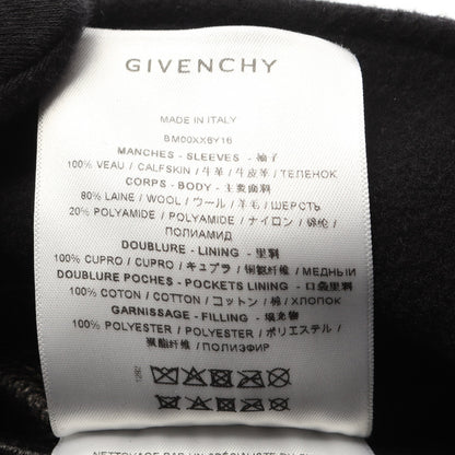 バーシティ ブルゾン ジャケット レザー ウール ブラック フード付き ジバンシィ アウター GIVENCHY