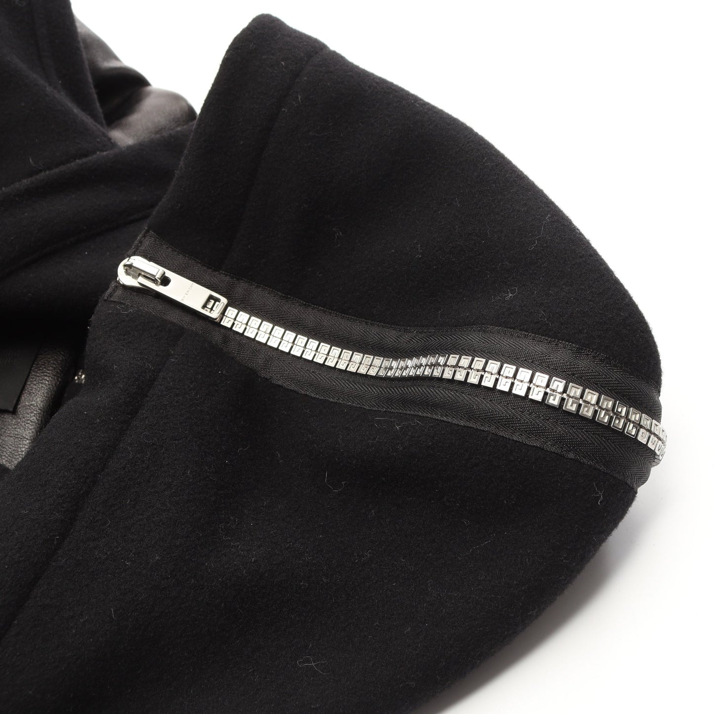 バーシティ ブルゾン ジャケット レザー ウール ブラック フード付き ジバンシィ アウター GIVENCHY