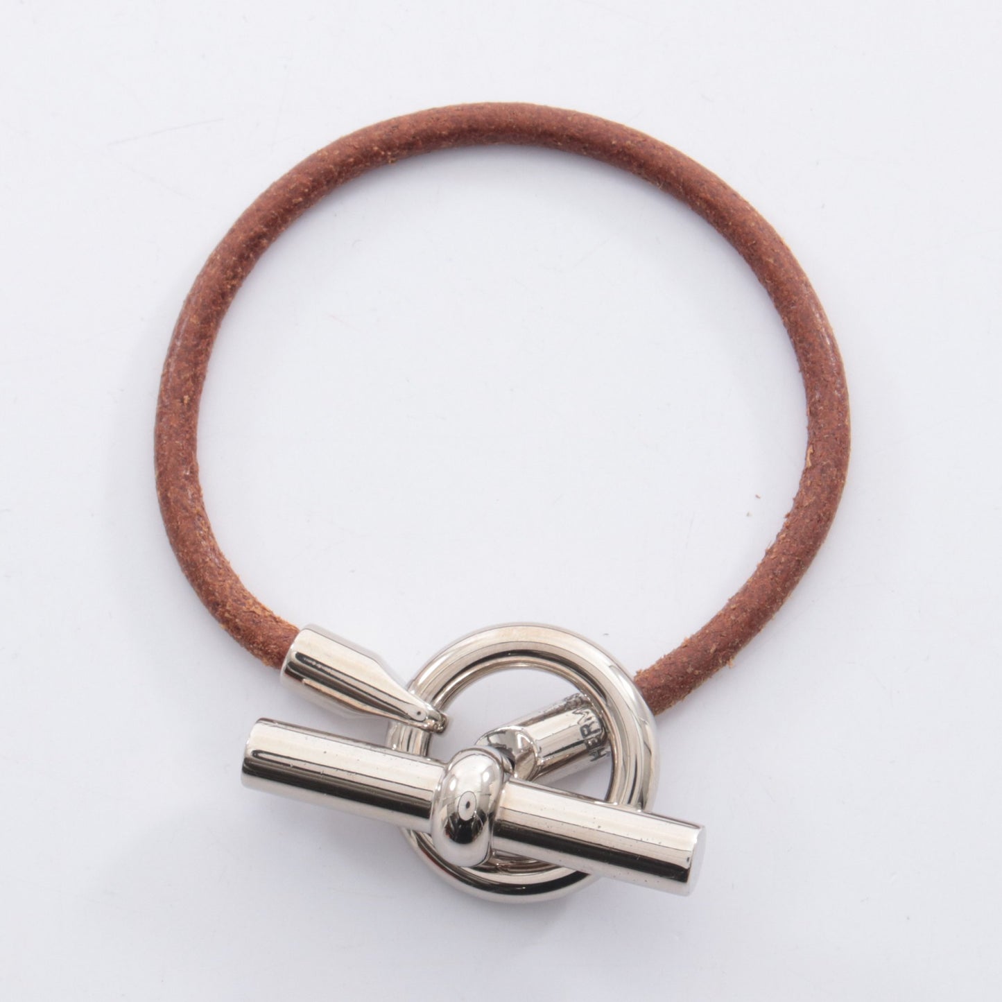 グレナン ブレスレット レザー ブラウン シルバー エルメス アクセサリー HERMES