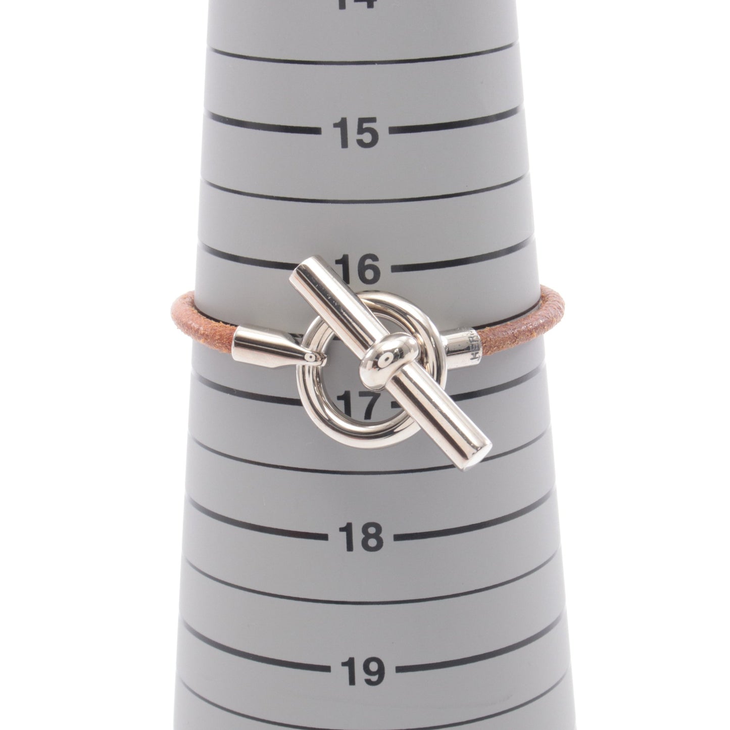 グレナン ブレスレット レザー ブラウン シルバー エルメス アクセサリー HERMES