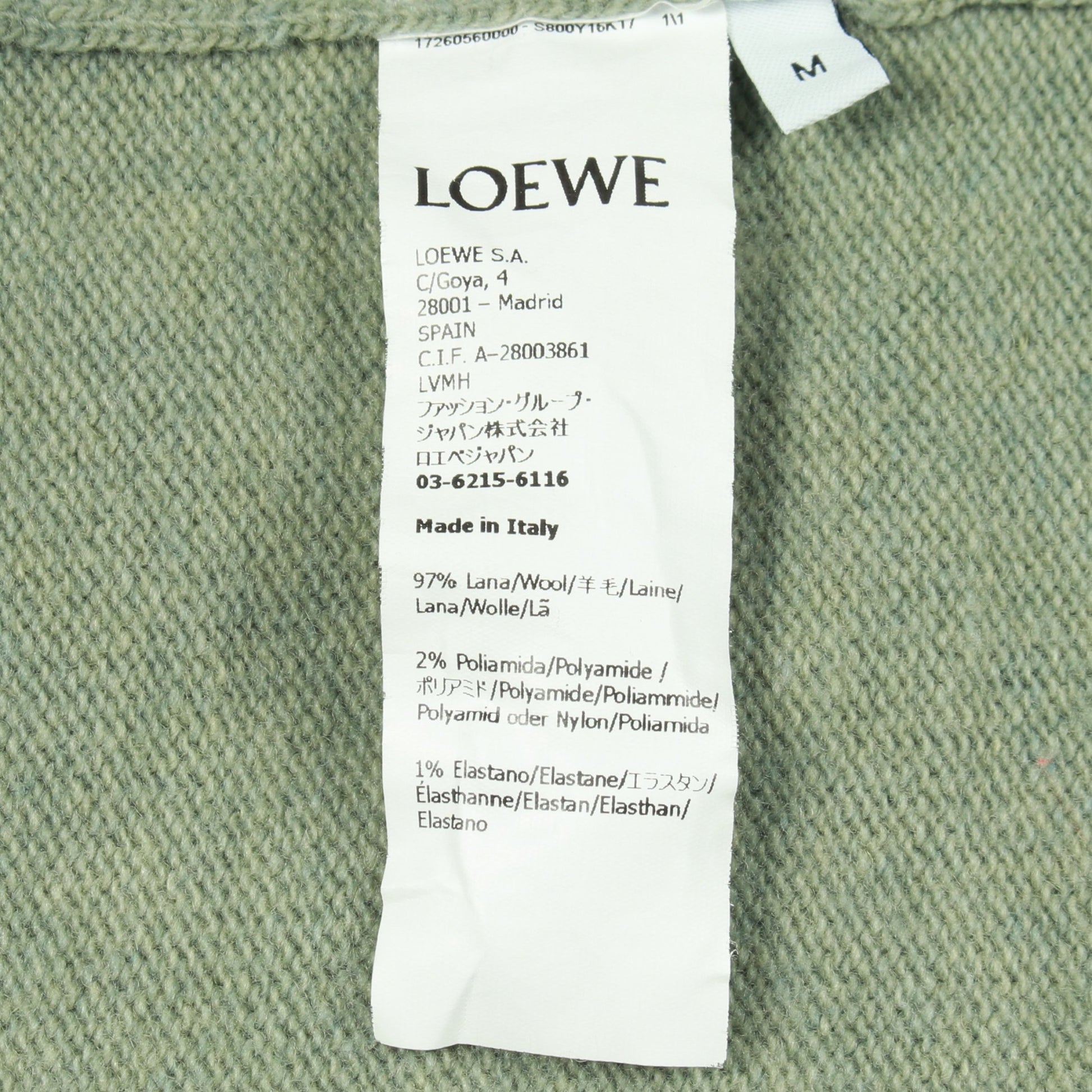 アシンメトリー バンビ ジャカード Vネック カーディガン ウール ライトグリーン ロエベ トップス LOEWE
