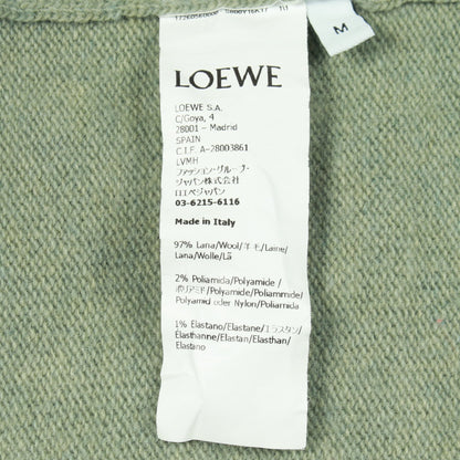 アシンメトリー バンビ ジャカード Vネック カーディガン ウール ライトグリーン ロエベ トップス LOEWE