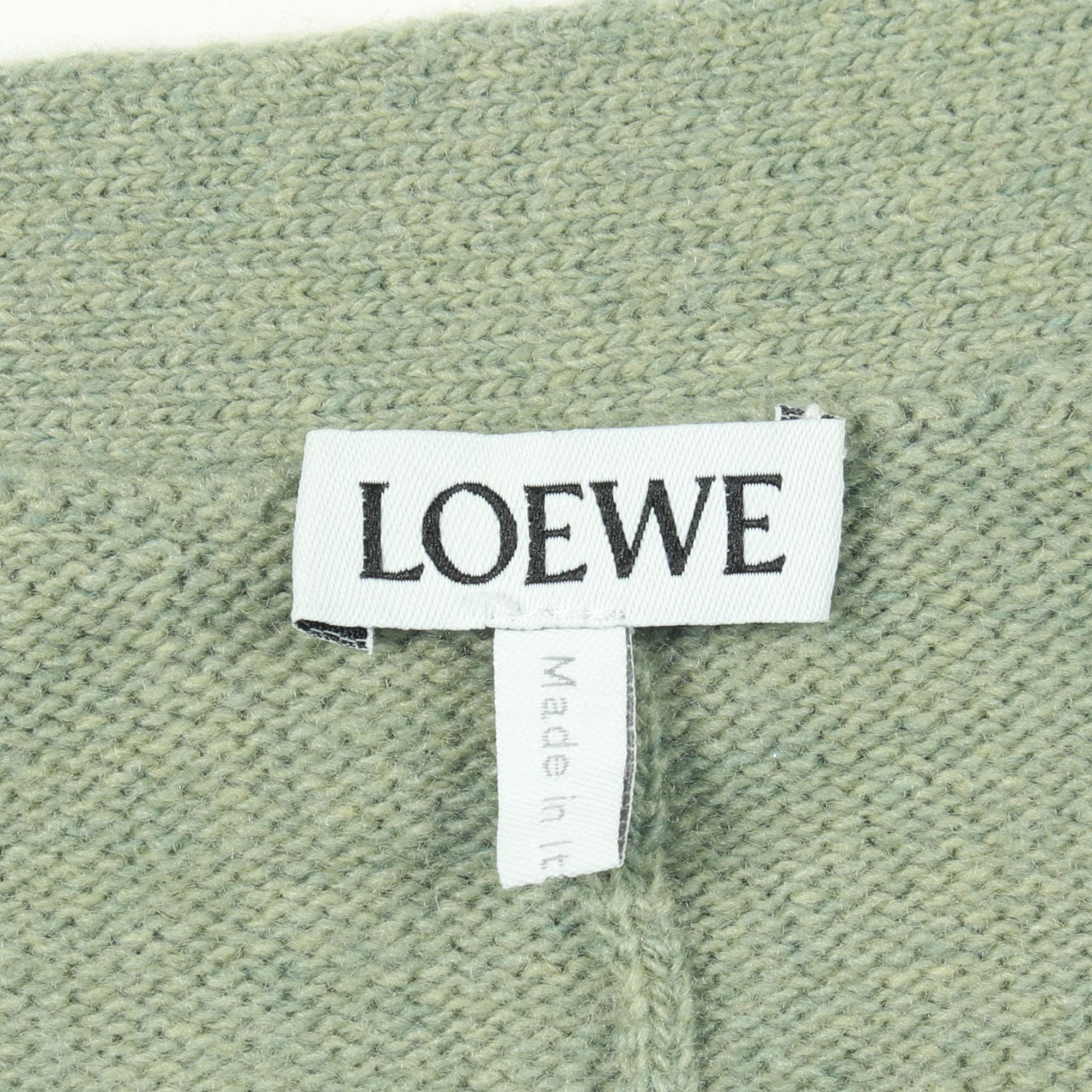 アシンメトリー バンビ ジャカード Vネック カーディガン ウール ライトグリーン ロエベ トップス LOEWE