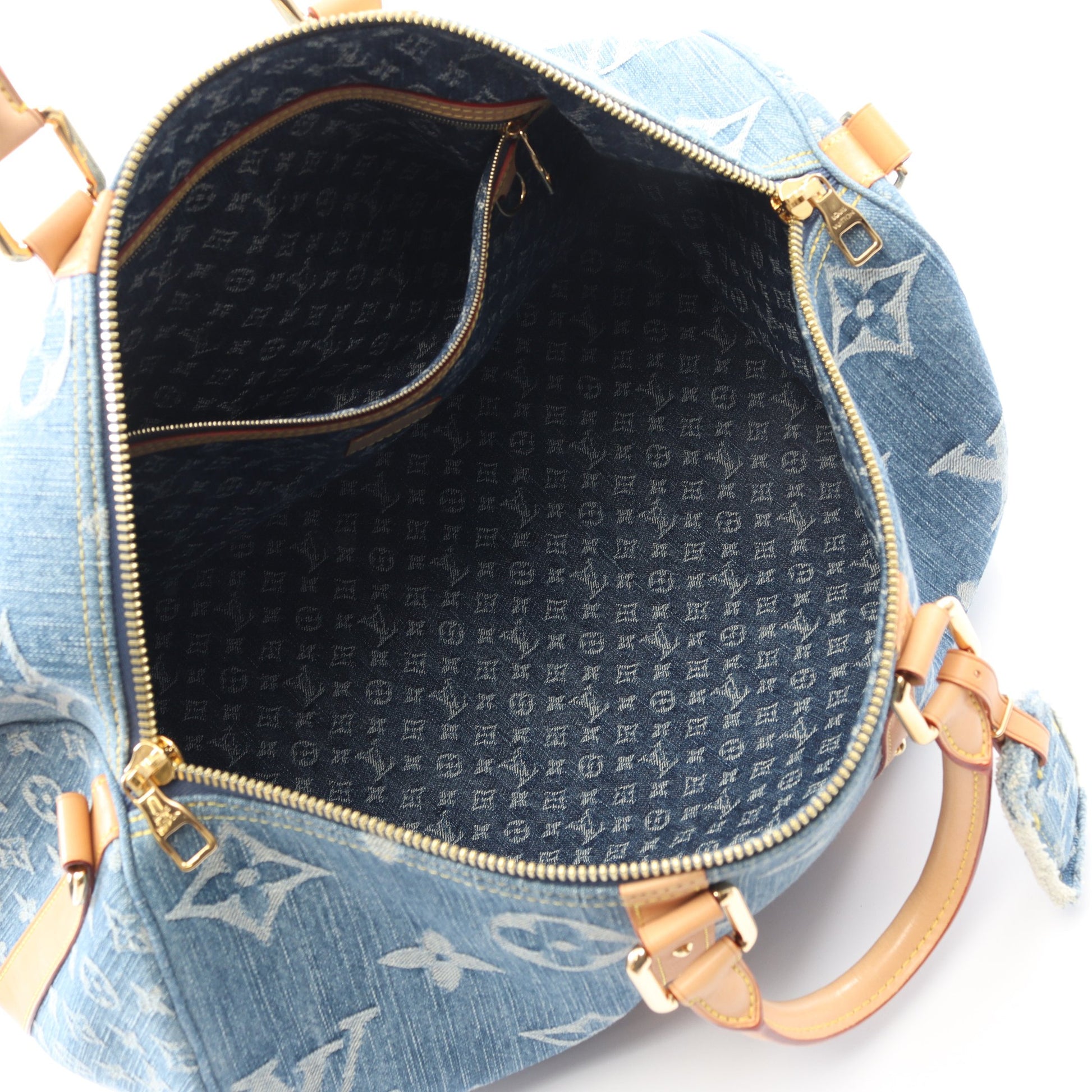 LV リミックス キーポル バンドリエール 45 モノグラムデニム ボストンバッグ デニム レザー ブルー 2WAY ルイヴィトン バッグ LOUIS VUITTON