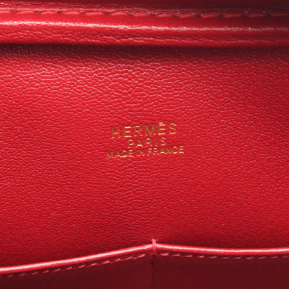 プリュム28 ルージュヴィフ ハンドバッグ オーストリッチ レッド ゴールド金具 □F刻印 エルメス バッグ HERMES