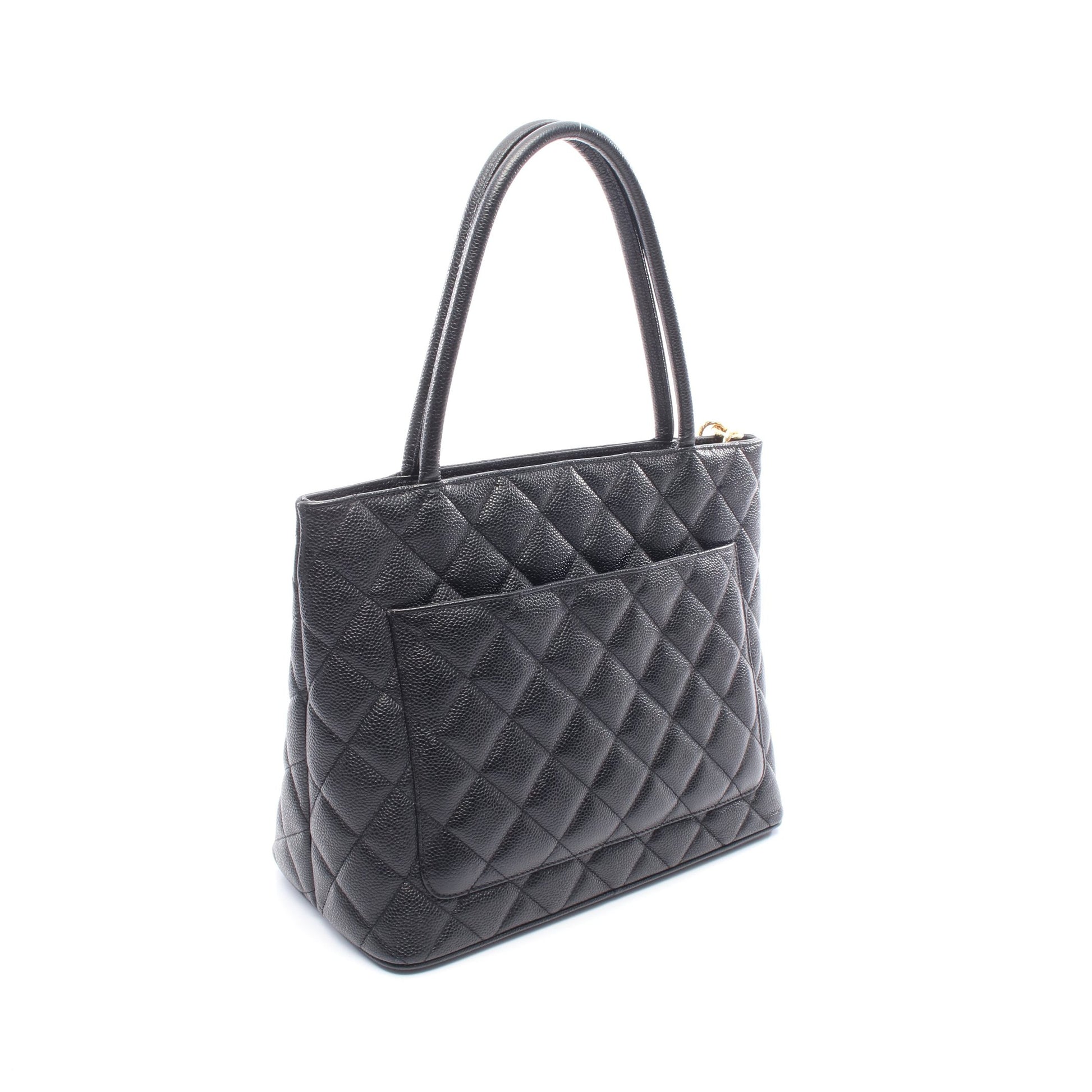 復刻トート ハンドバッグ トートバッグ キャビアスキン ブラック ゴールド金具 シャネル バッグ CHANEL