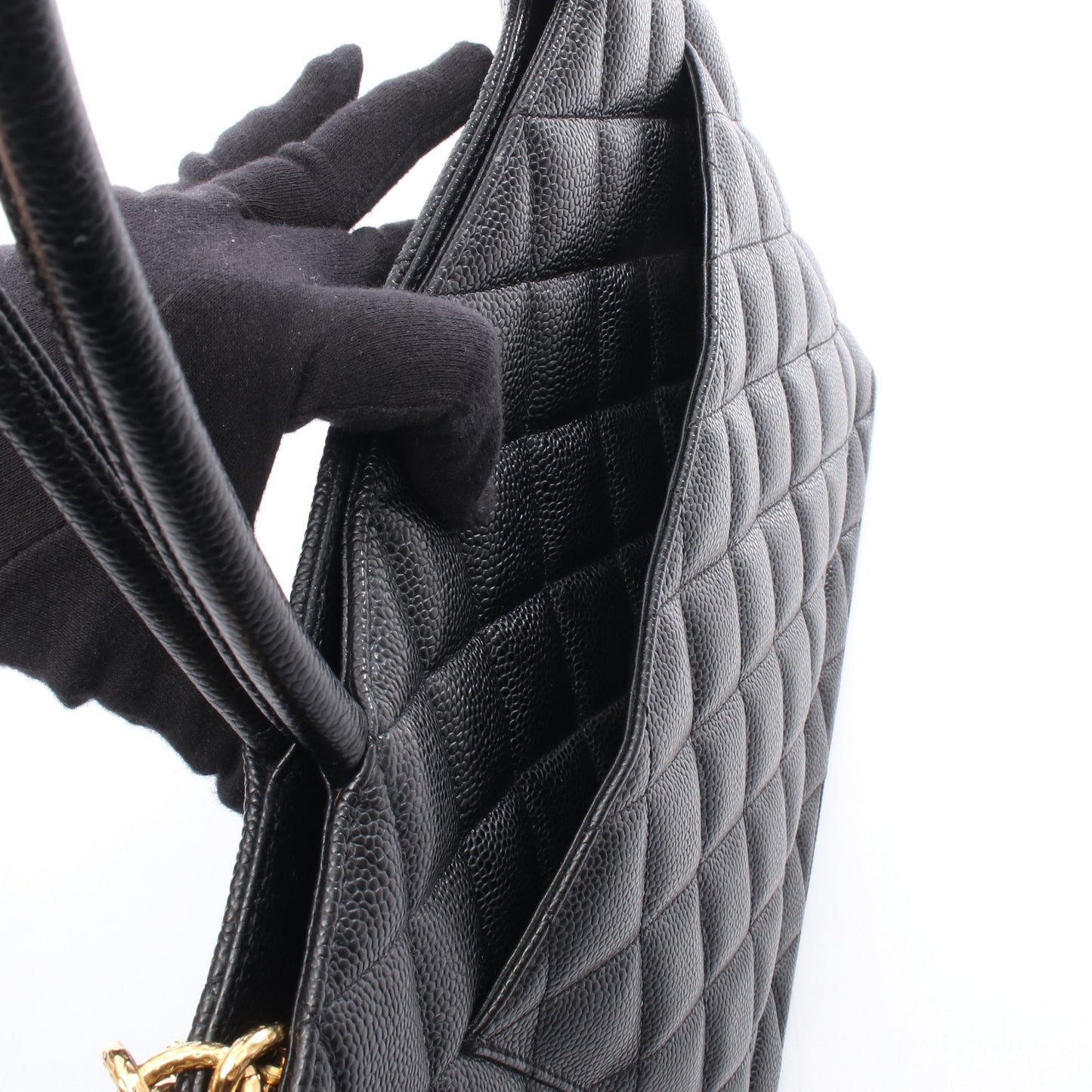 復刻トート ハンドバッグ トートバッグ キャビアスキン ブラック ゴールド金具 シャネル バッグ CHANEL