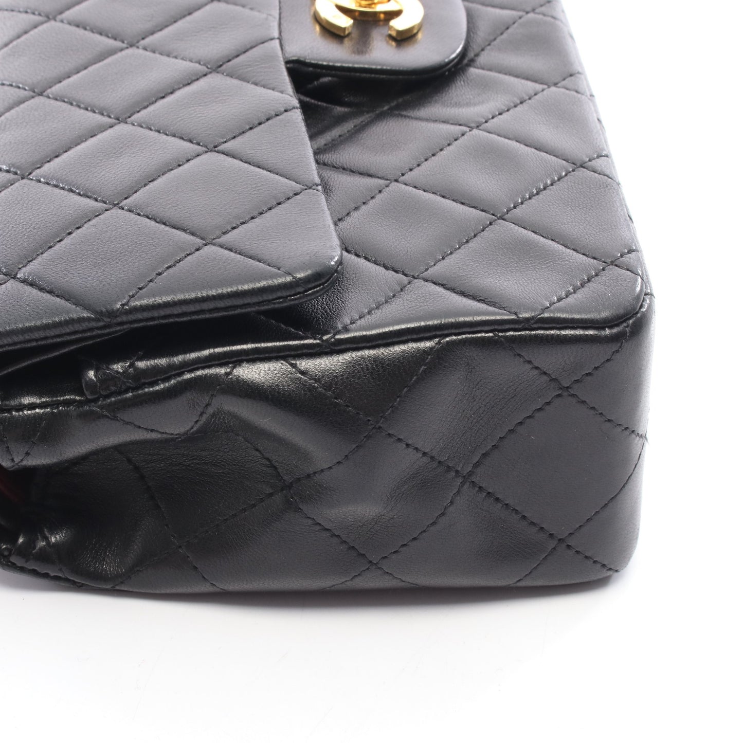 マトラッセ Wフラップ Wチェーンショルダーバッグ ラムスキン ブラック ゴールド金具 シャネル バッグ CHANEL