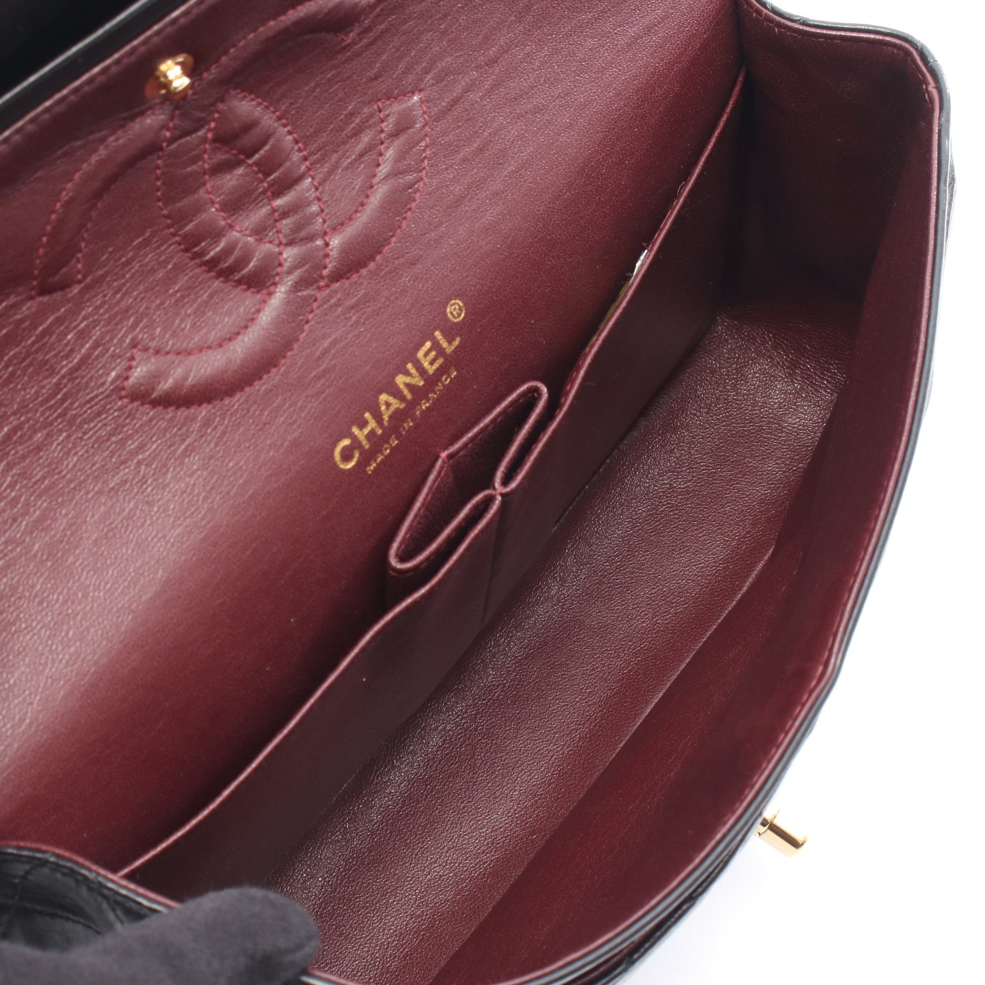 マトラッセ Wフラップ Wチェーンショルダーバッグ ラムスキン ブラック ゴールド金具 シャネル バッグ CHANEL