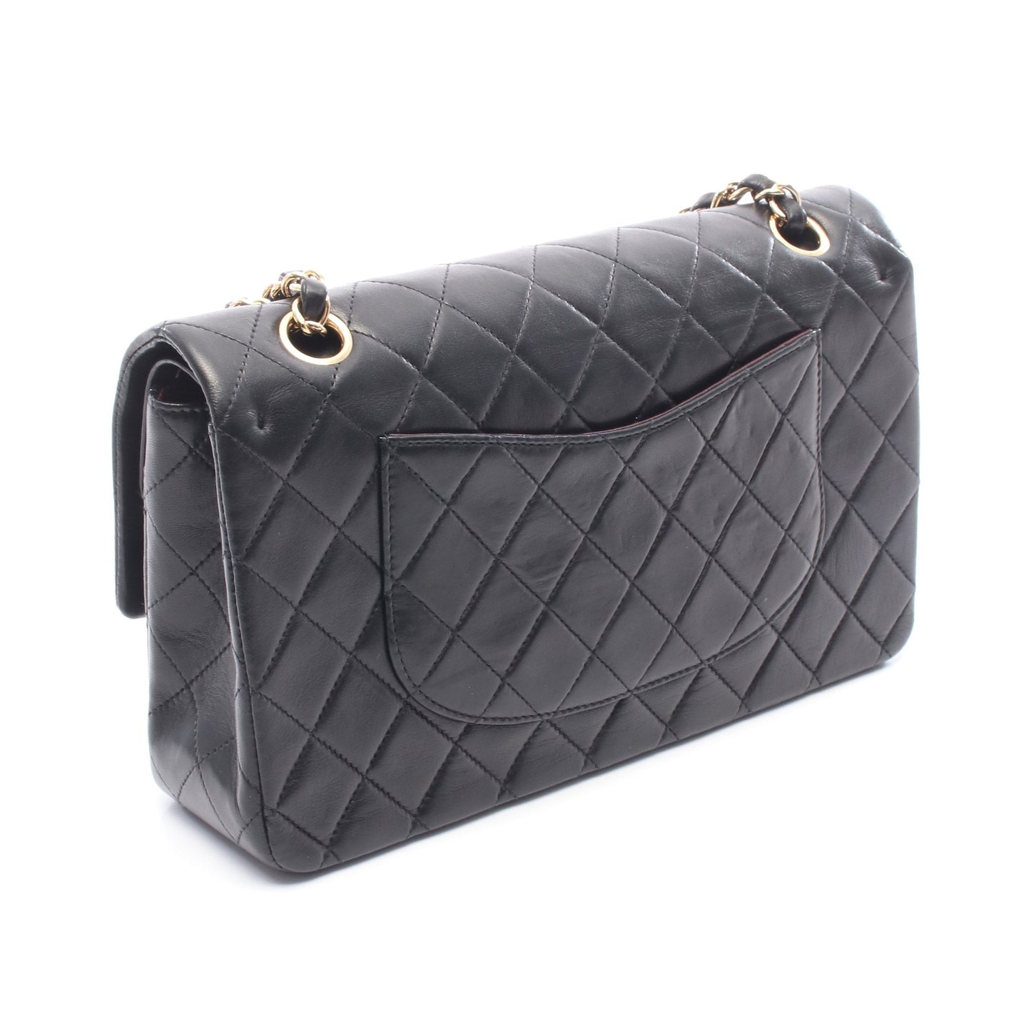 マトラッセ Wフラップ Wチェーンショルダーバッグ ラムスキン ブラック ゴールド金具 シャネル バッグ CHANEL