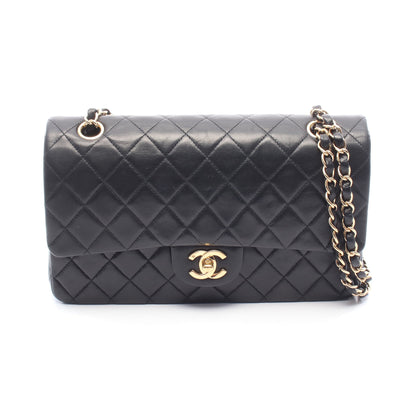 マトラッセ Wフラップ Wチェーンショルダーバッグ ラムスキン ブラック ゴールド金具 シャネル バッグ CHANEL