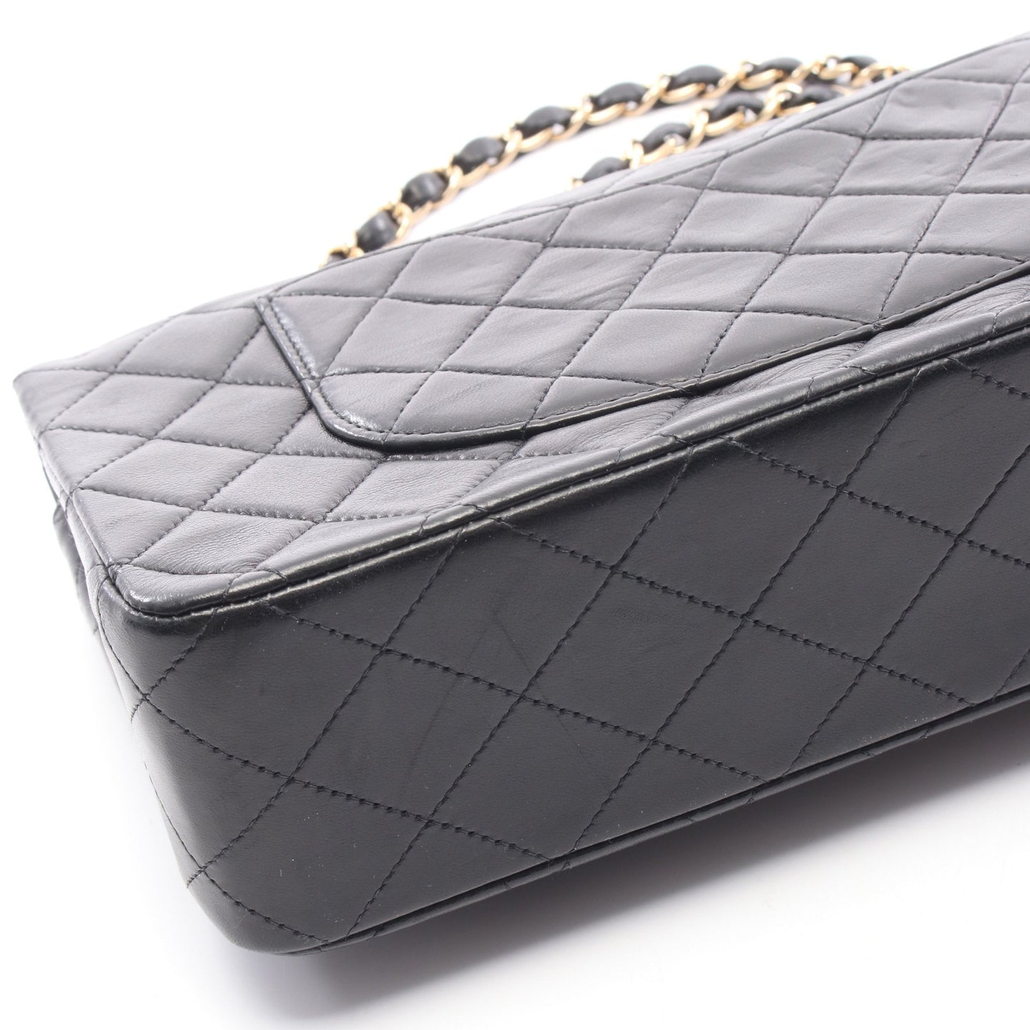 マトラッセ Wフラップ Wチェーンショルダーバッグ ラムスキン ブラック ゴールド金具 シャネル バッグ CHANEL