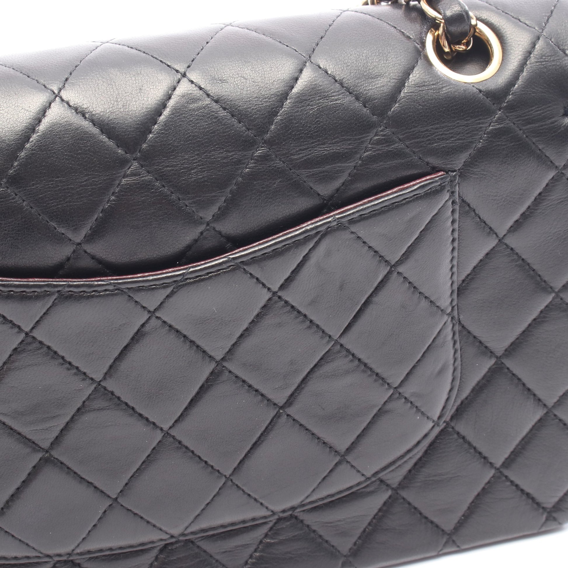 マトラッセ Wフラップ Wチェーンショルダーバッグ ラムスキン ブラック ゴールド金具 シャネル バッグ CHANEL