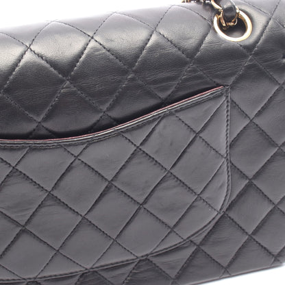 マトラッセ Wフラップ Wチェーンショルダーバッグ ラムスキン ブラック ゴールド金具 シャネル バッグ CHANEL