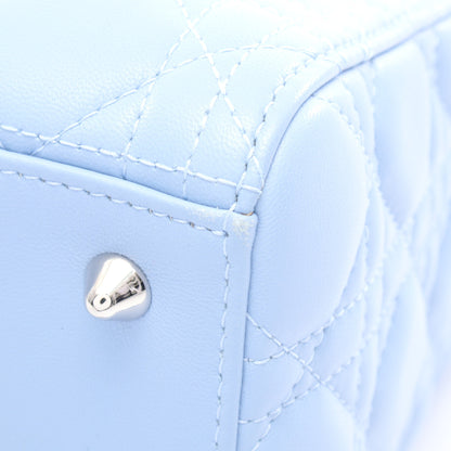 LADY DIOR レディディオール カナージュ ハンドバッグ レザー ライトブルー 2WAY クリスチャンディオール バッグ Christian Dior