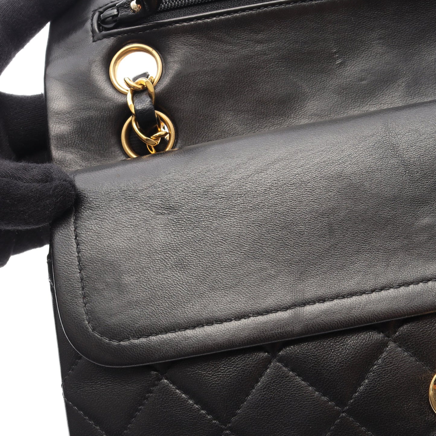 マトラッセ Wフラップ Wチェーンショルダーバッグ ラムスキン ブラック ゴールド金具 シャネル バッグ CHANEL