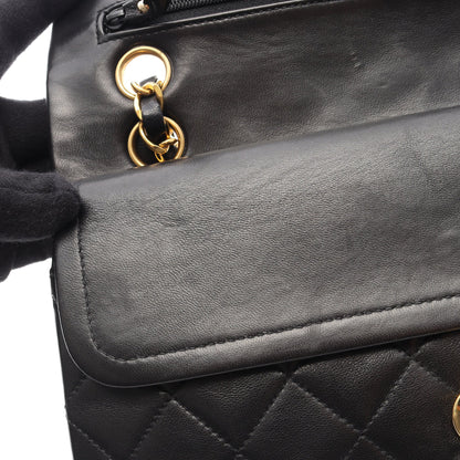 マトラッセ Wフラップ Wチェーンショルダーバッグ ラムスキン ブラック ゴールド金具 シャネル バッグ CHANEL
