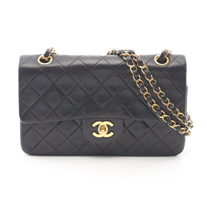 マトラッセ Wフラップ Wチェーンショルダーバッグ ラムスキン ブラック ゴールド金具 シャネル バッグ CHANEL