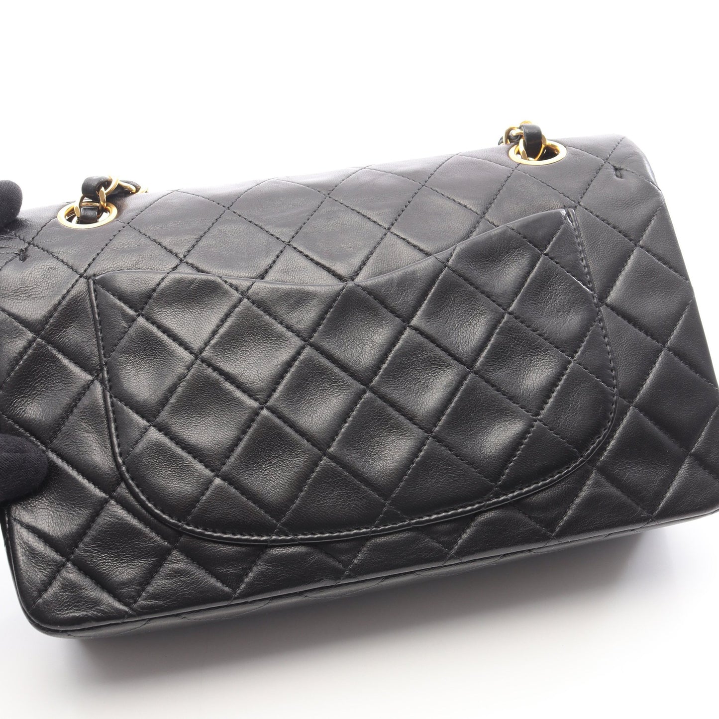 マトラッセ Wフラップ Wチェーンショルダーバッグ ラムスキン ブラック ゴールド金具 シャネル バッグ CHANEL