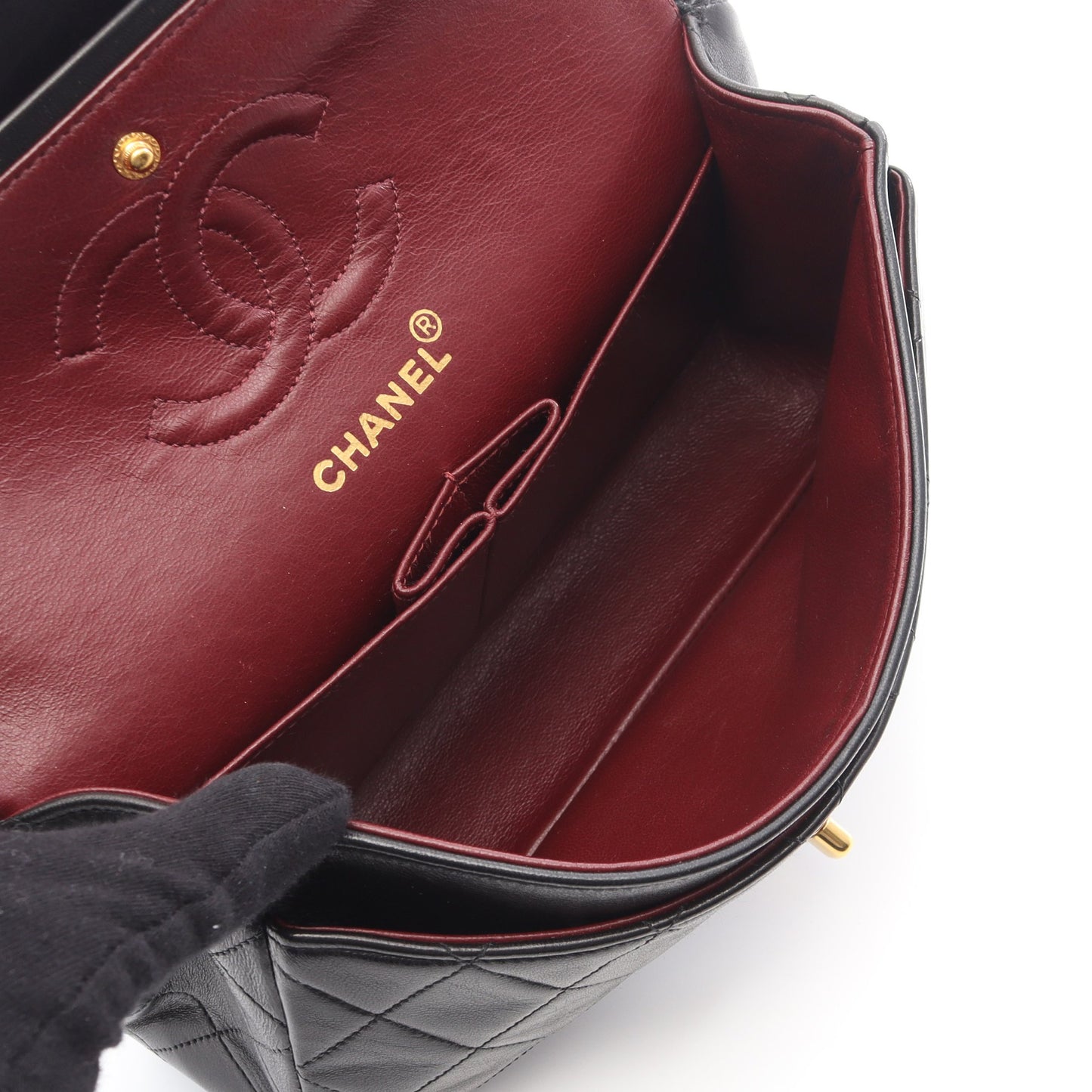 マトラッセ Wフラップ Wチェーンショルダーバッグ ラムスキン ブラック ゴールド金具 シャネル バッグ CHANEL