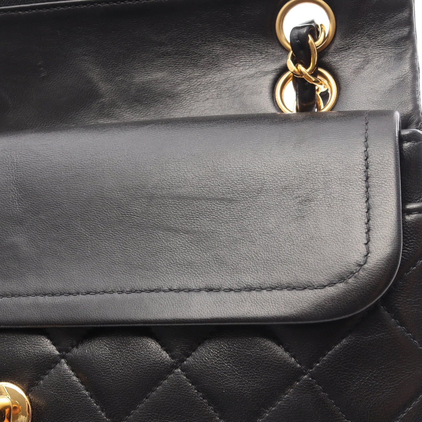 マトラッセ Wフラップ Wチェーンショルダーバッグ ラムスキン ブラック ゴールド金具 シャネル バッグ CHANEL