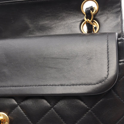 マトラッセ Wフラップ Wチェーンショルダーバッグ ラムスキン ブラック ゴールド金具 シャネル バッグ CHANEL