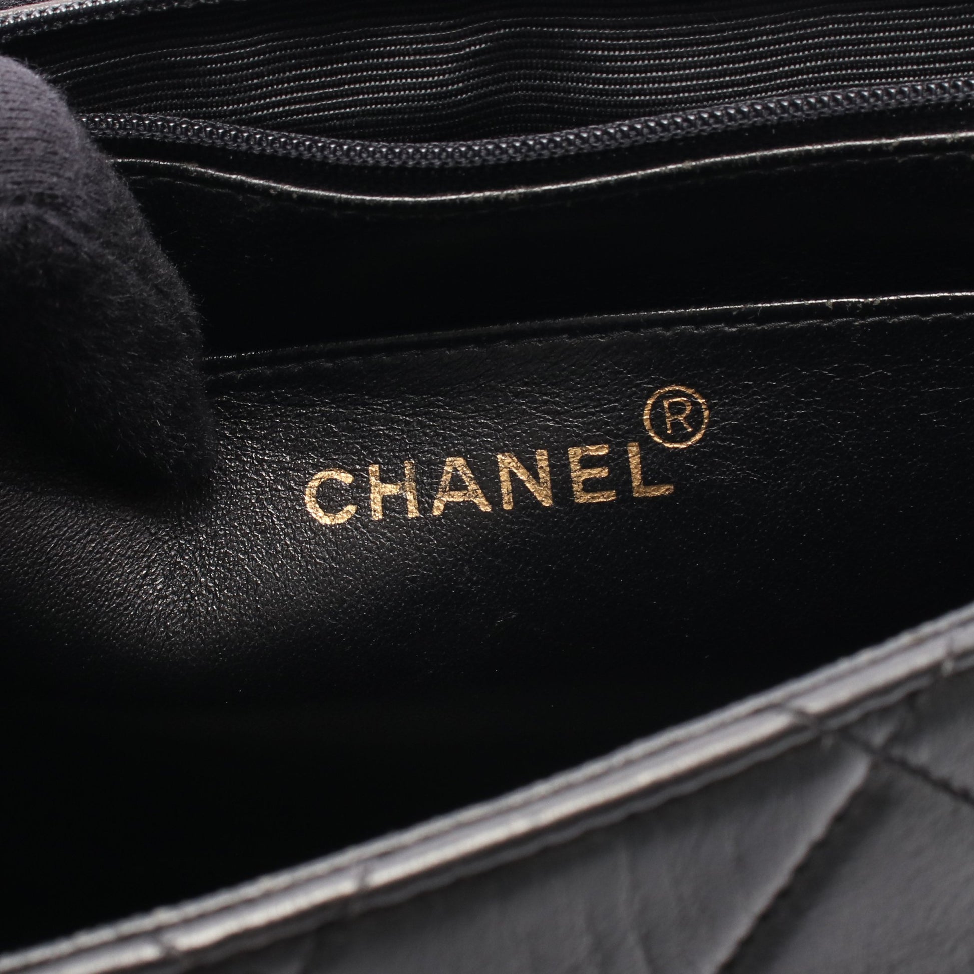 マトラッセ チェーンショルダーバッグ ラムスキン ブラック ゴールド金具 シャネル バッグ CHANEL