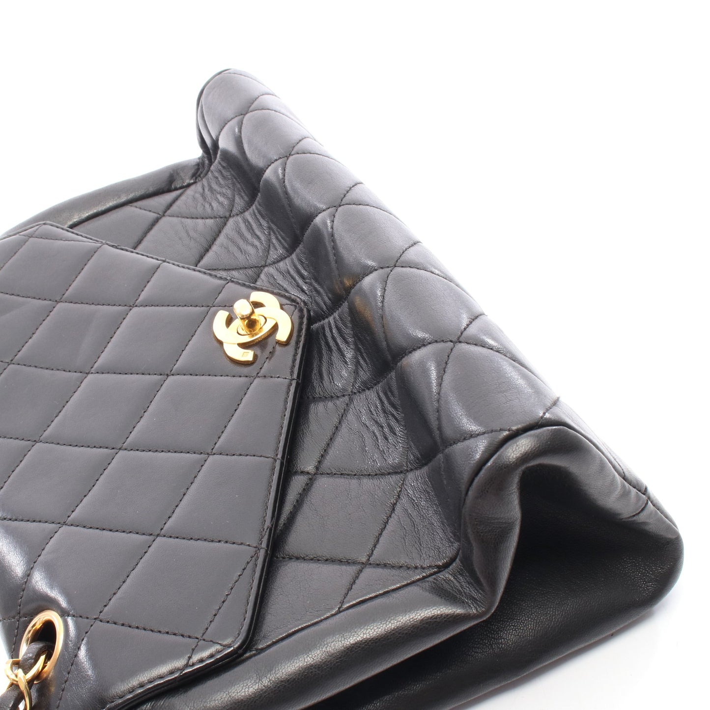 マトラッセ チェーンショルダーバッグ ラムスキン ブラック ゴールド金具 シャネル バッグ CHANEL
