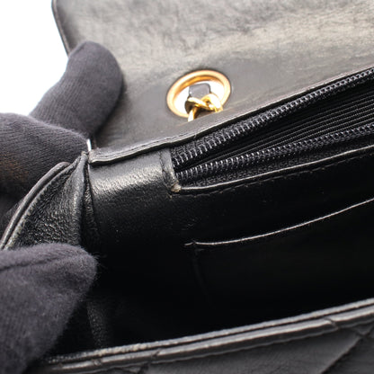 マトラッセ チェーンショルダーバッグ ラムスキン ブラック ゴールド金具 シャネル バッグ CHANEL