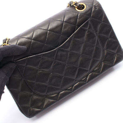 マトラッセ Wフラップ Wチェーンショルダーバッグ ラムスキン ブラック ゴールド金具 シャネル バッグ CHANEL