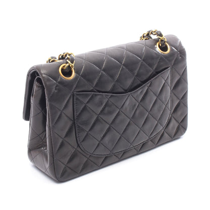 マトラッセ Wフラップ Wチェーンショルダーバッグ ラムスキン ブラック ゴールド金具 シャネル バッグ CHANEL