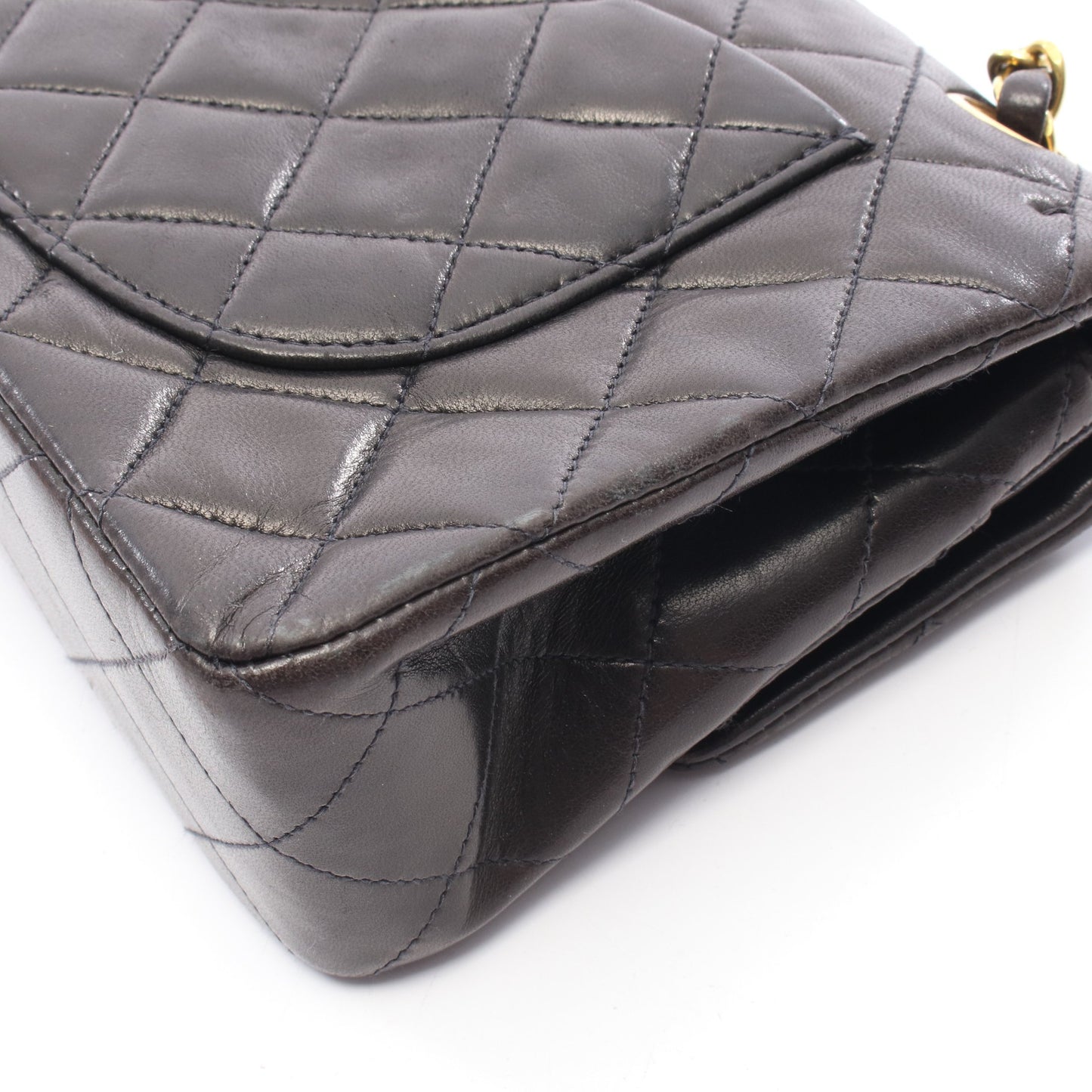 マトラッセ Wフラップ Wチェーンショルダーバッグ ラムスキン ブラック ゴールド金具 シャネル バッグ CHANEL