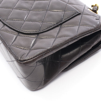 マトラッセ Wフラップ Wチェーンショルダーバッグ ラムスキン ブラック ゴールド金具 シャネル バッグ CHANEL