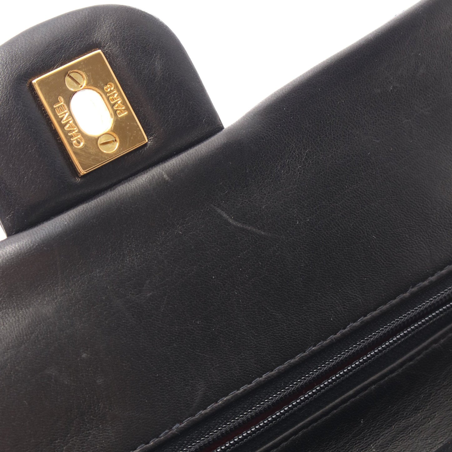 マトラッセ Wフラップ Wチェーンショルダーバッグ ラムスキン ブラック ゴールド金具 シャネル バッグ CHANEL