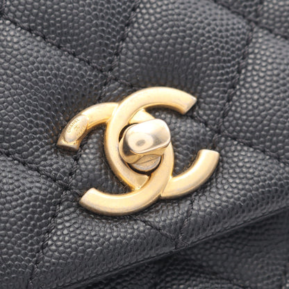 ココハンドル フラップ マトラッセ ハンドバッグ キャビアスキン ブラック ゴールド金具 2WAY シャネル バッグ CHANEL