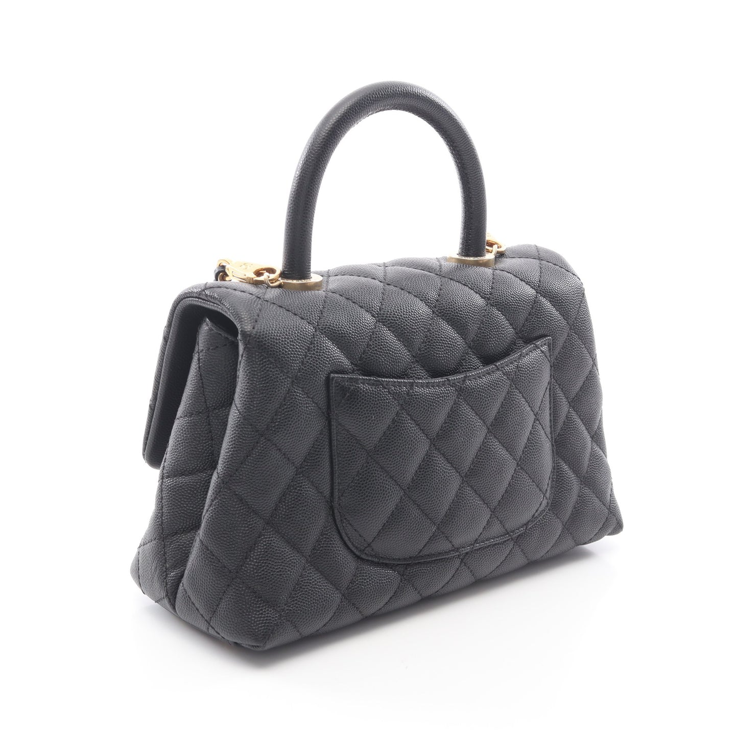 ココハンドル フラップ マトラッセ ハンドバッグ キャビアスキン ブラック ゴールド金具 2WAY シャネル バッグ CHANEL