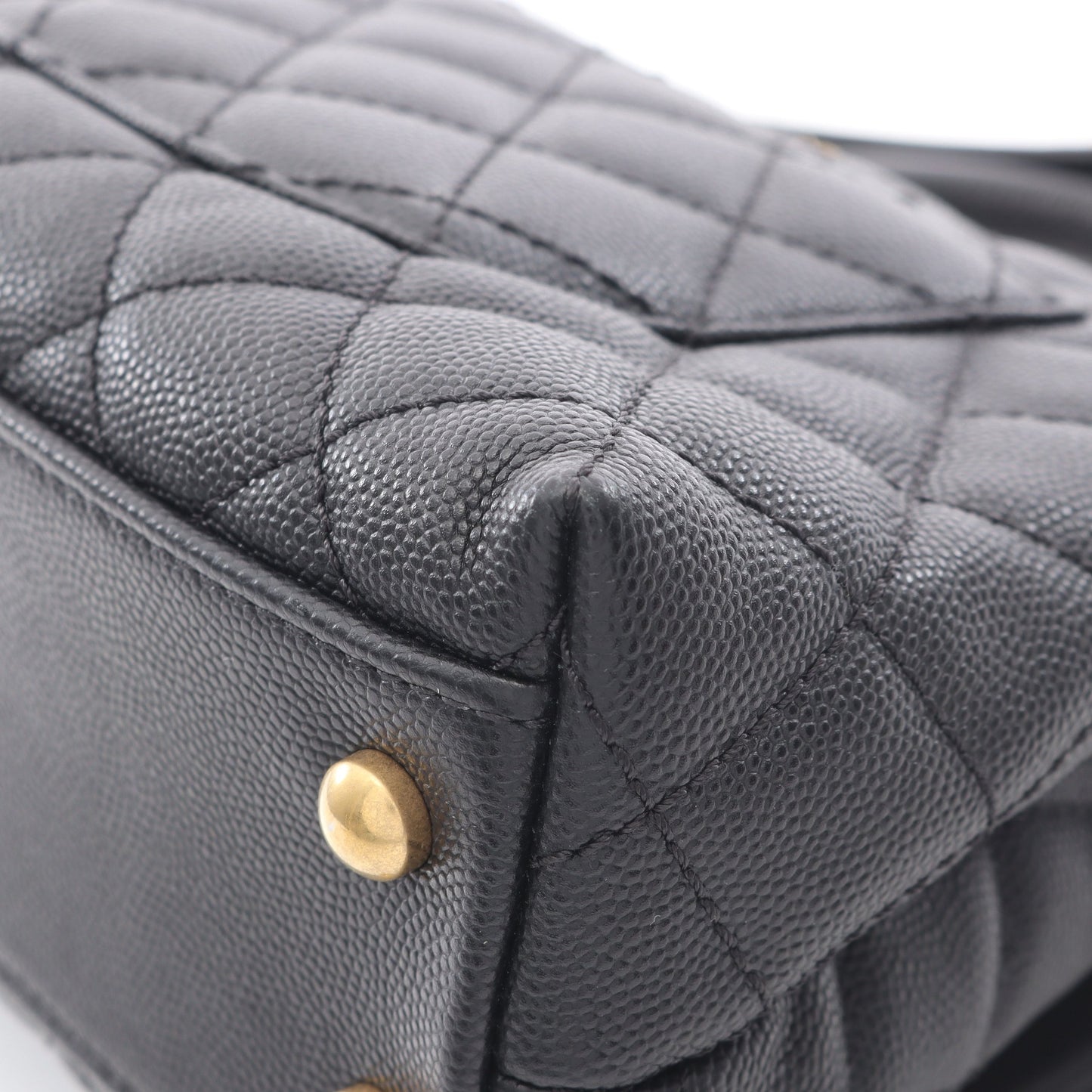 ココハンドル フラップ マトラッセ ハンドバッグ キャビアスキン ブラック ゴールド金具 2WAY シャネル バッグ CHANEL