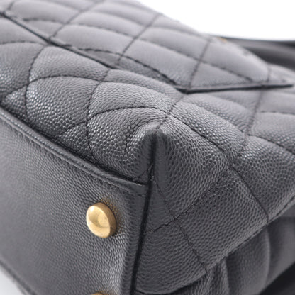 ココハンドル フラップ マトラッセ ハンドバッグ キャビアスキン ブラック ゴールド金具 2WAY シャネル バッグ CHANEL