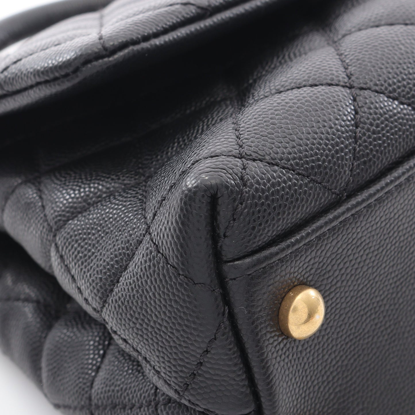 ココハンドル フラップ マトラッセ ハンドバッグ キャビアスキン ブラック ゴールド金具 2WAY シャネル バッグ CHANEL