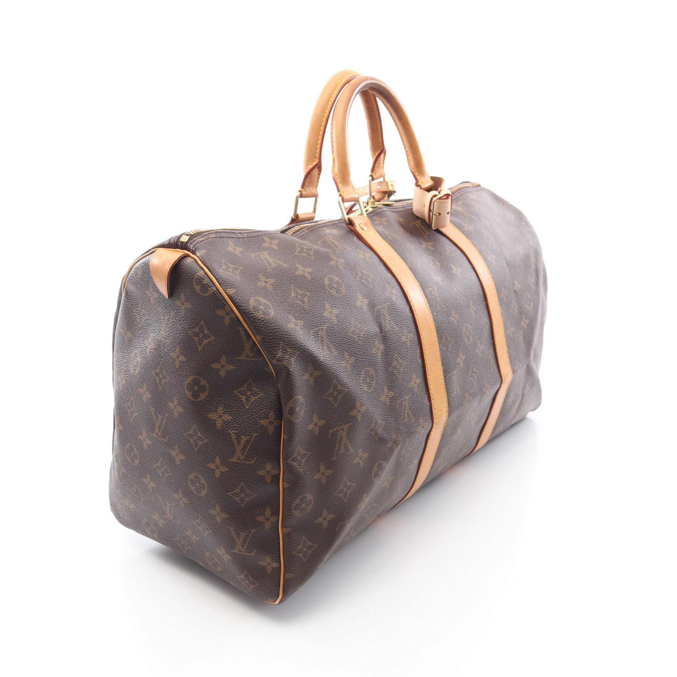 キーポル50 モノグラム ボストンバッグ PVC レザー ブラウン ルイ