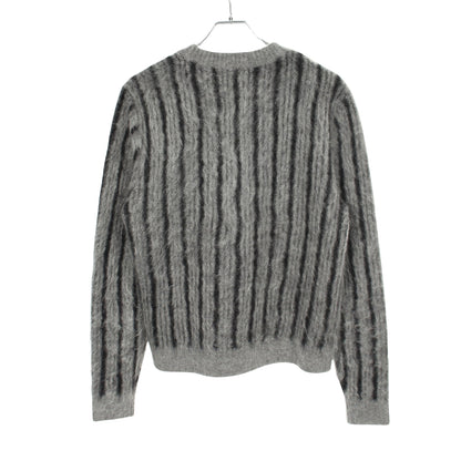 セーター ニット クルーネック ストライプ ウール モヘヤ グレー ブラック スリーワンフィリップリム トップス 3.1 Phillip Lim